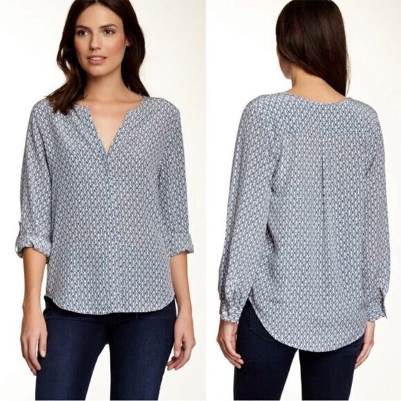 Joie Violette Silk Roll Tab Sleeves Blouse Top In Peacock Size S - Picture 1 of 11